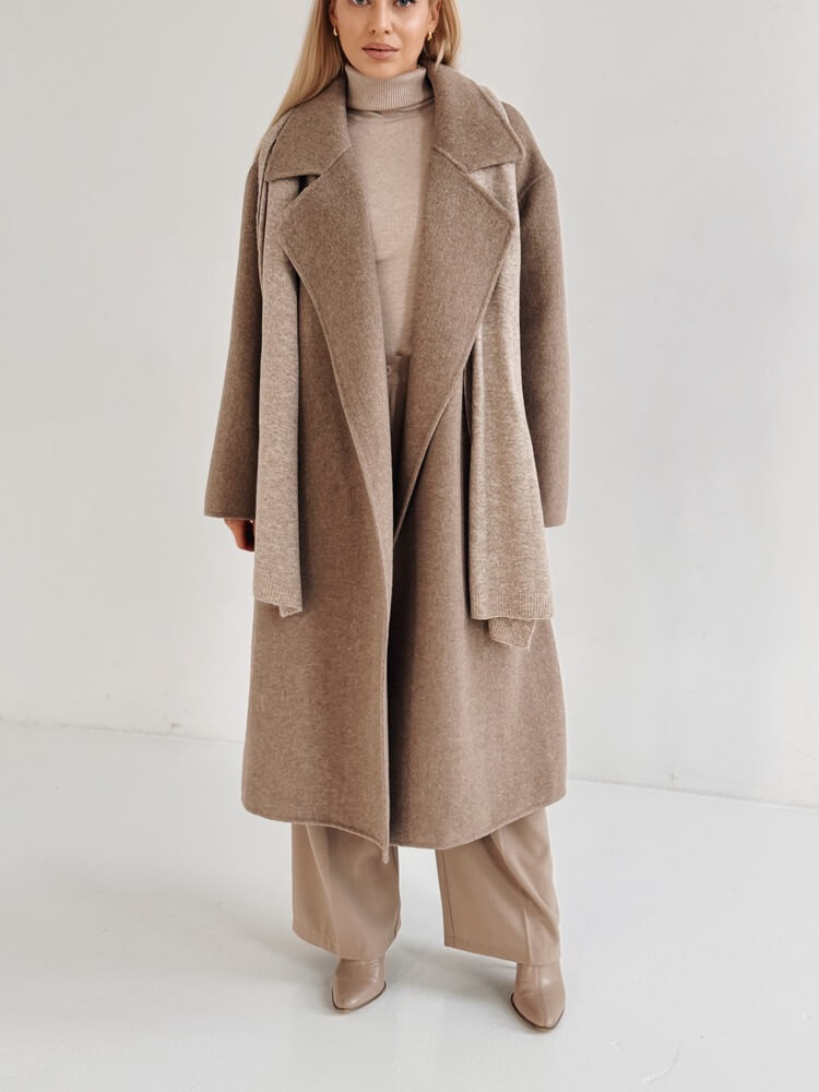 Wełniany płaszcz Carette – taupe - obrazek 23