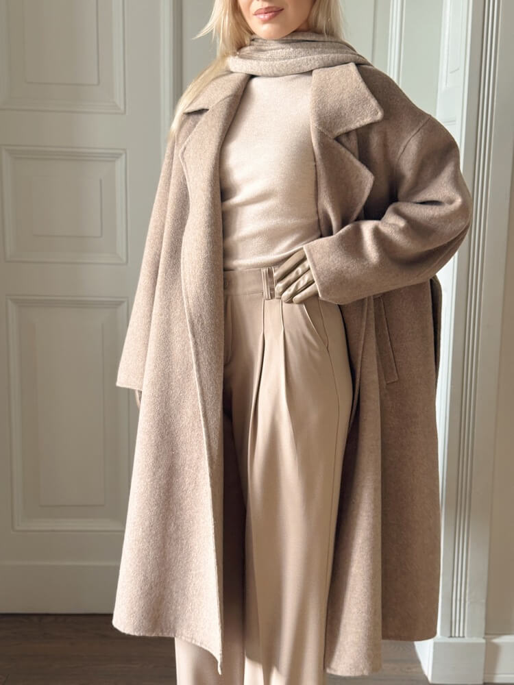 Wełniany płaszcz Carette – taupe - obrazek 12