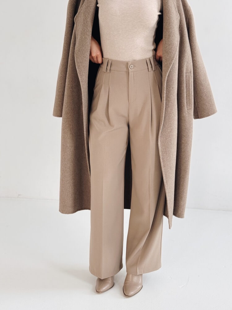 Wełniany płaszcz Carette – taupe - obrazek 9