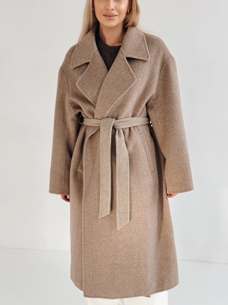 Wełniany płaszcz Carette – taupe - obrazek 6