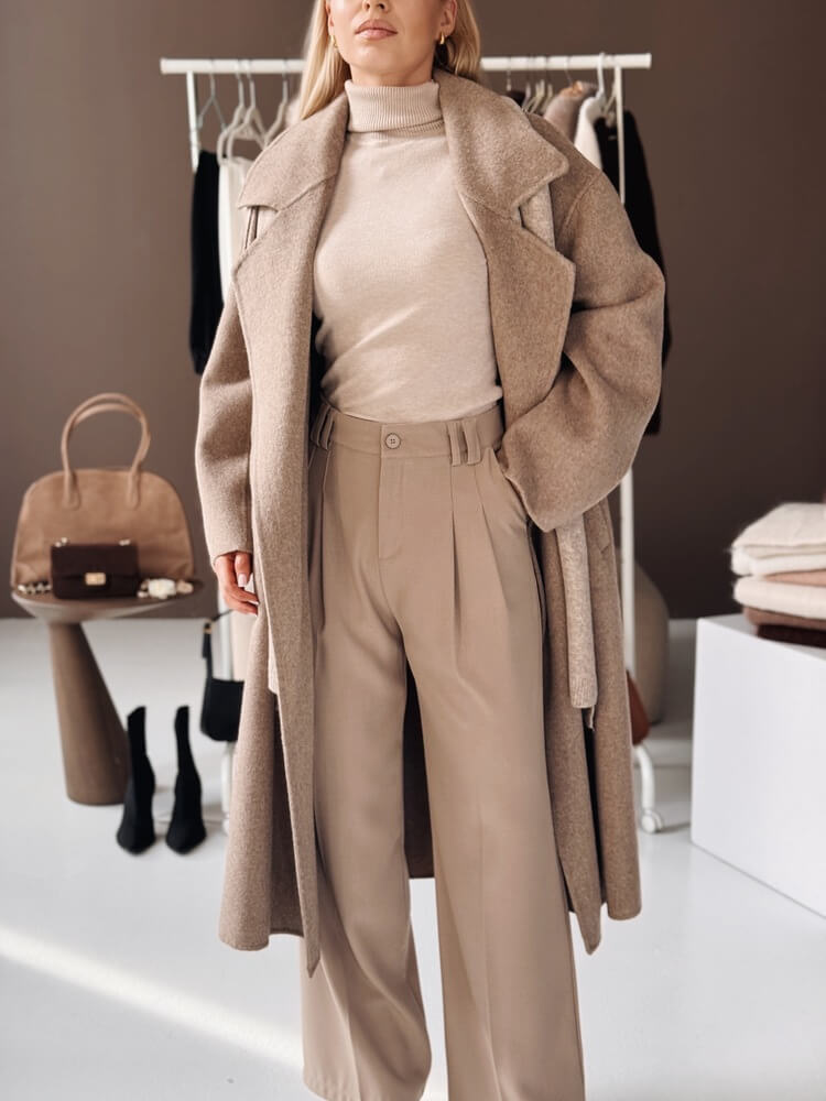 Wełniany płaszcz Carette – taupe - obrazek 4