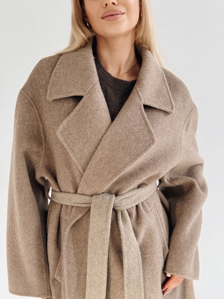 Wełniany płaszcz Carette – taupe - obrazek 3