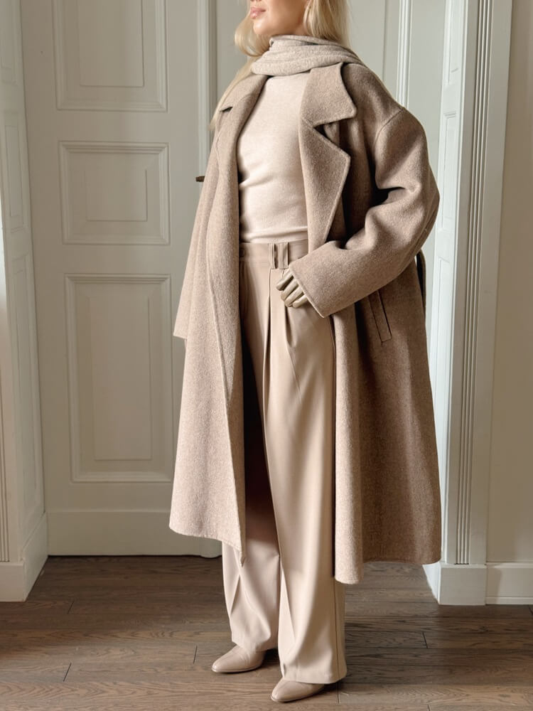 Wełniany płaszcz Carette – taupe - obrazek 19