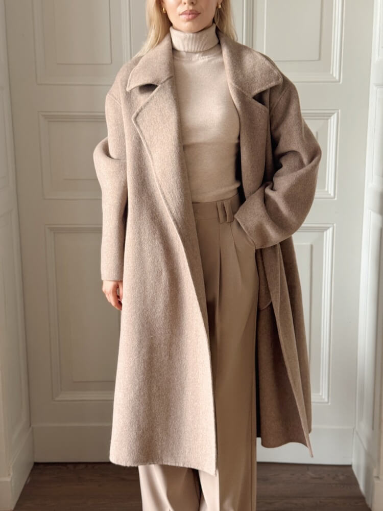 Wełniany płaszcz Carette – taupe - obrazek 16