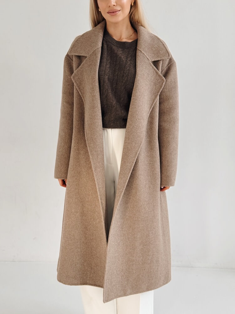 Wełniany płaszcz Carette – taupe - obrazek 15